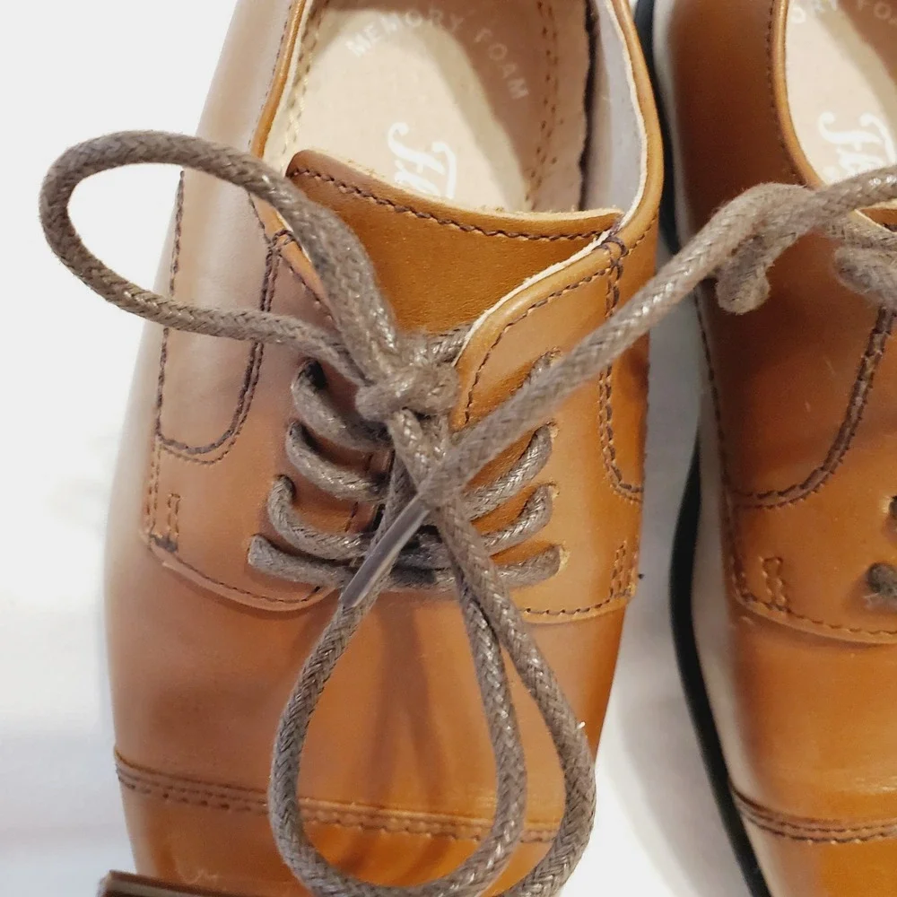 Florsheim Kids Cap Toe Oxfords Boys Cognac Leather Size 12m